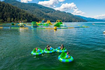 Waterpark and bumper boats on Harrison lake